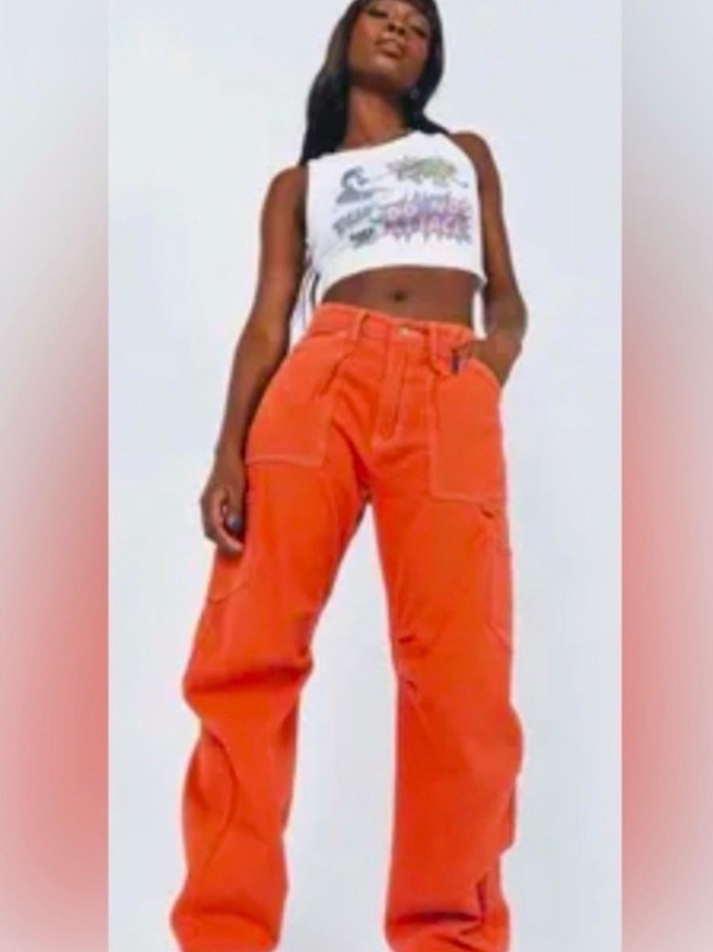 Red orange‎ 90’s boyfriend carpenter Jeans